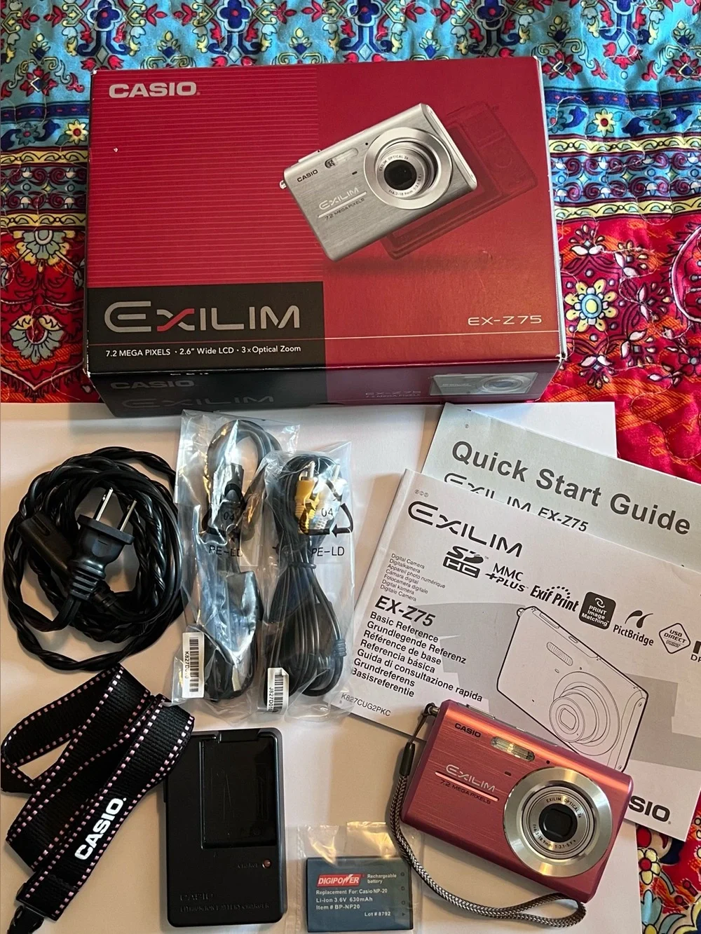 Casio Exilim EX-Z75 Pink Compact Digital Camera w/Accessories Retro Vintage Y2K